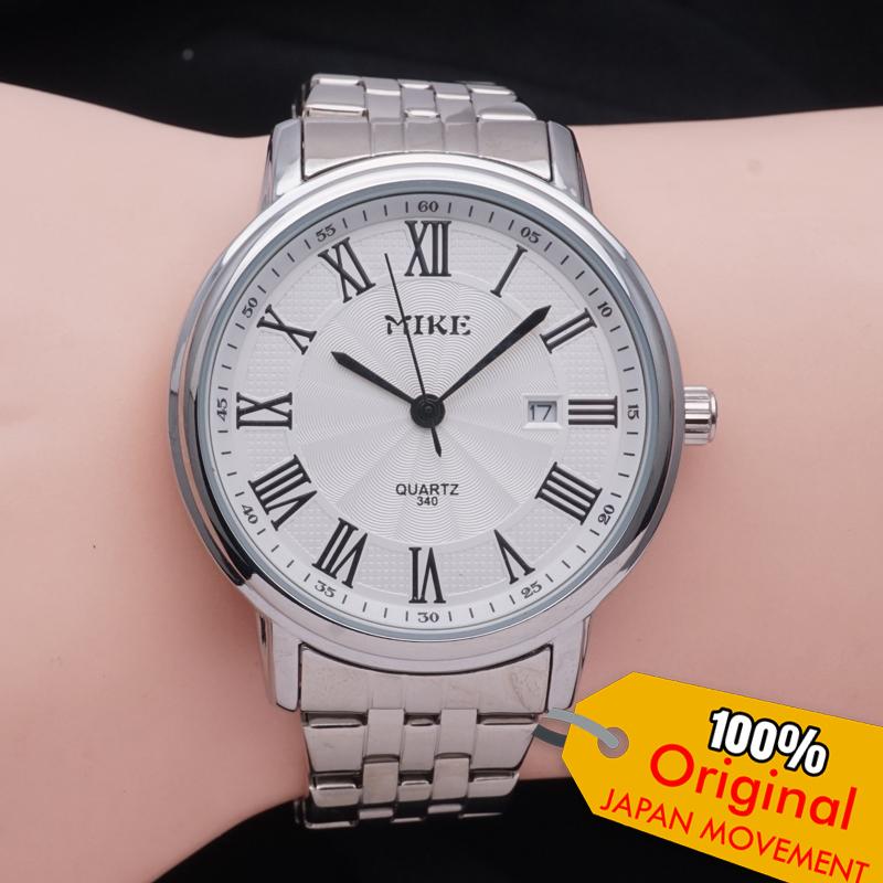 Jam Tangan Pria Original Mike 340M Classic Rantai Stainless Steel Anti Air Water Resist Proof Mesin Jepang