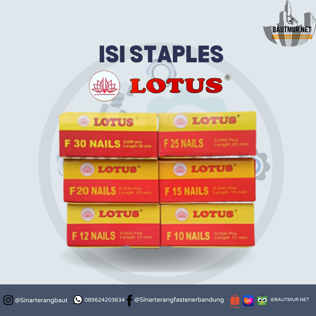 Isi Paku Tembak Lurus 12mm Refill Staples Tembak Isi Stapler Lotus