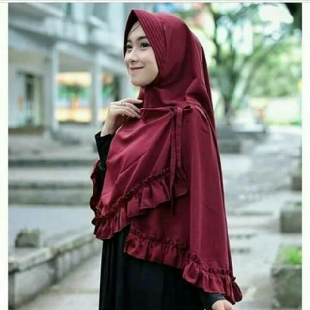 HARGA SPESIAL!!! khimar jumbo KIKIS' jilbab syar'i KIKIS wolfis Depan 80cm Belakang 110 cm