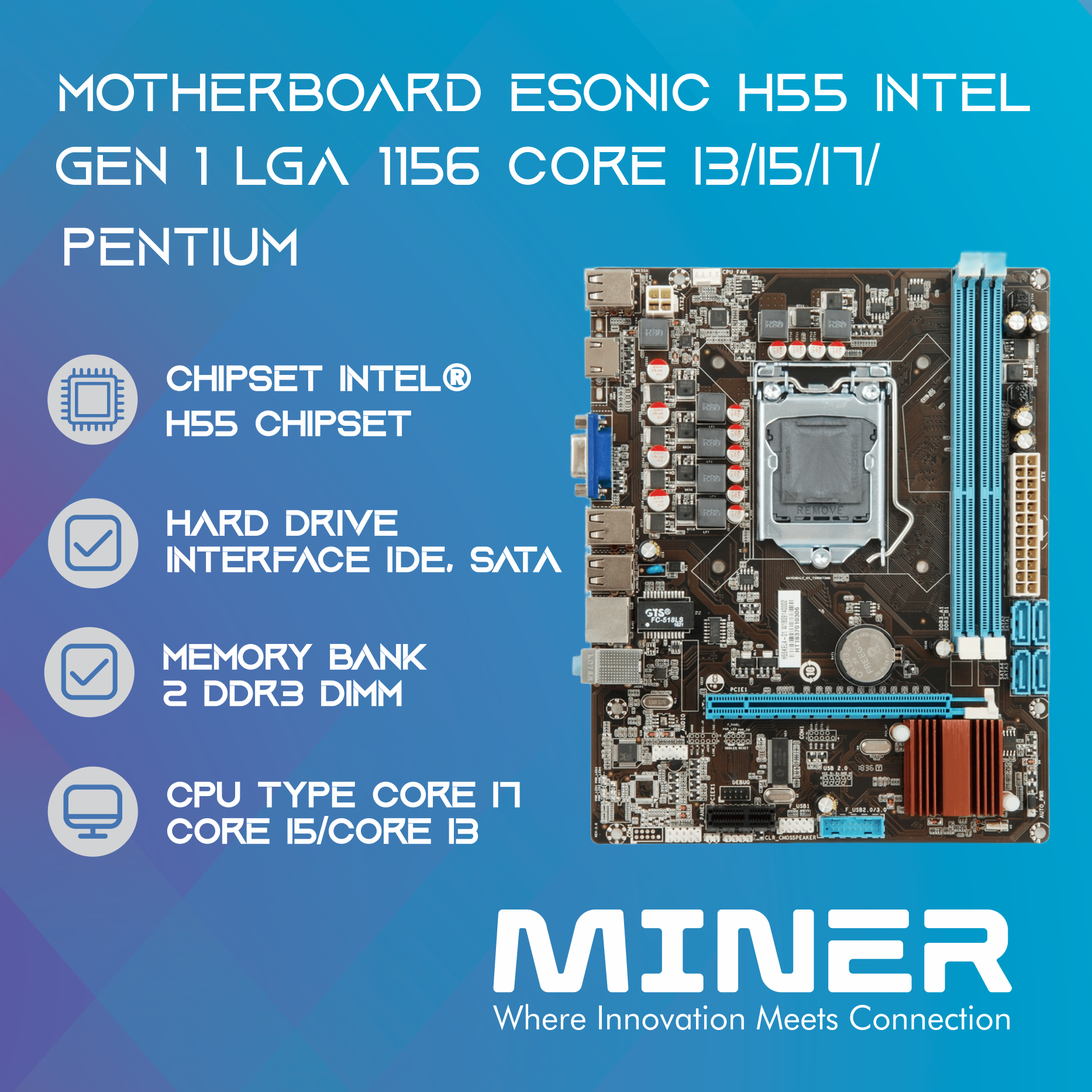 Intel H55 Motherboard Motherboard Esonic H55 Intel Gen LGA 1156