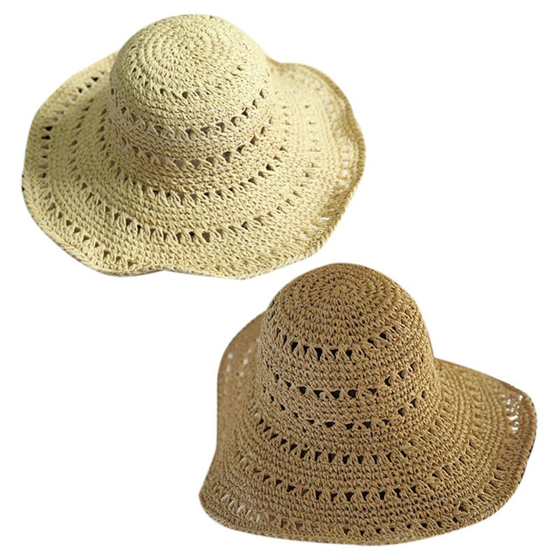Summer Women Straw Sun Hat Sweet Retro Foldable Straw Hats Girls Beach