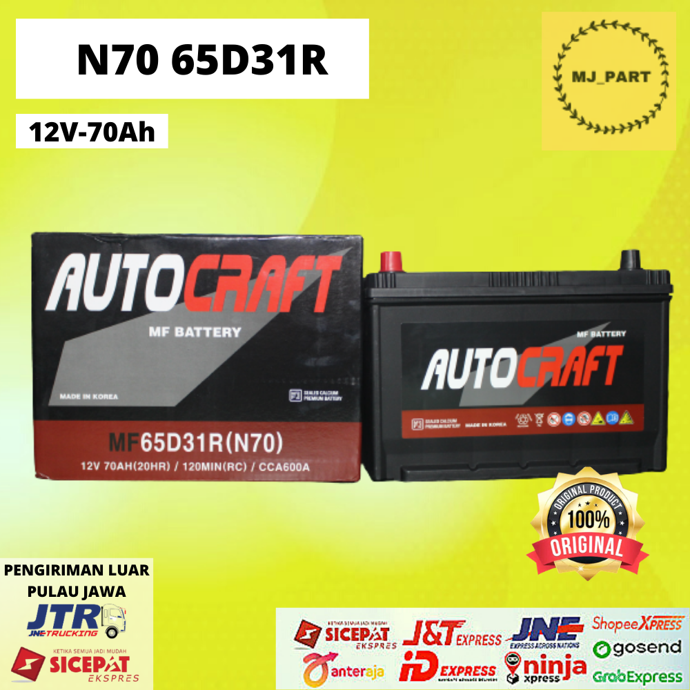 Aki Mobil Kering N70 65D31R 12V 70Ah AUTOCRAFT KIA CARNIVAL BENSIN