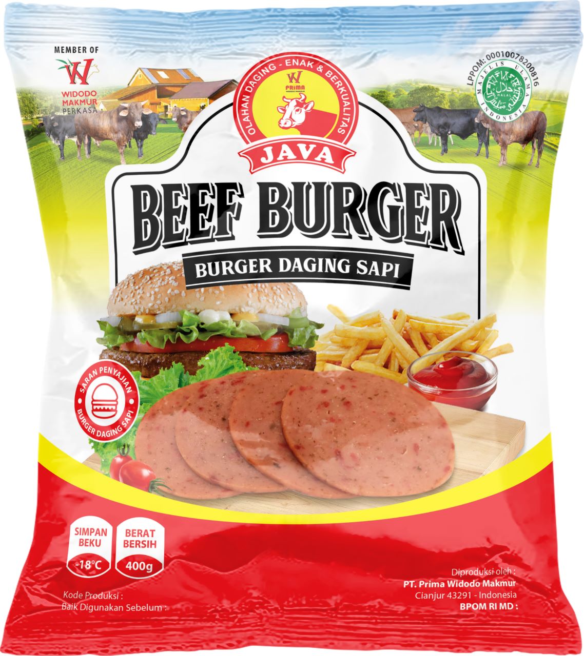BEEF BURGER JAVA 250GR ISI 10PCS HALAL DAGING SAPI OLAHAN HALAL