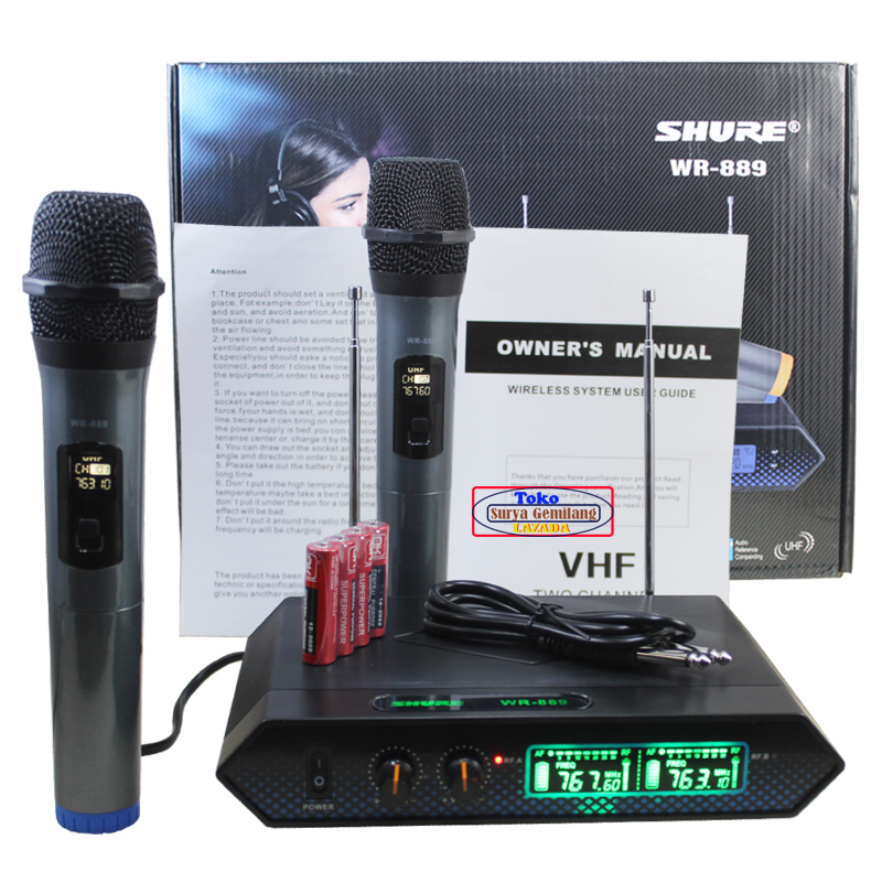 Mic Wireless Shure WR889 Microphone Pegang Mikrofon Werles 2 Handle
