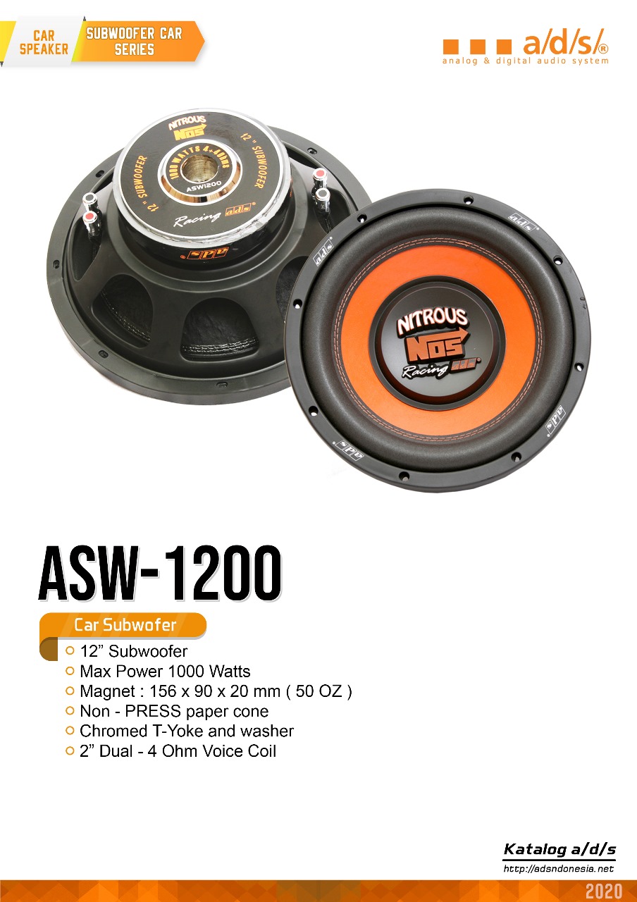 Speaker Subwoofer 12 inch ADS ASW1200 Nitrous NOS 12