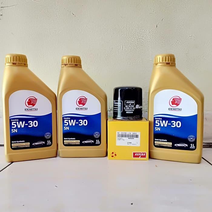 Paket Oli Mesin Mobil Idemitsu 5W-30 SS 3 Liter + Filter Oli Datsun