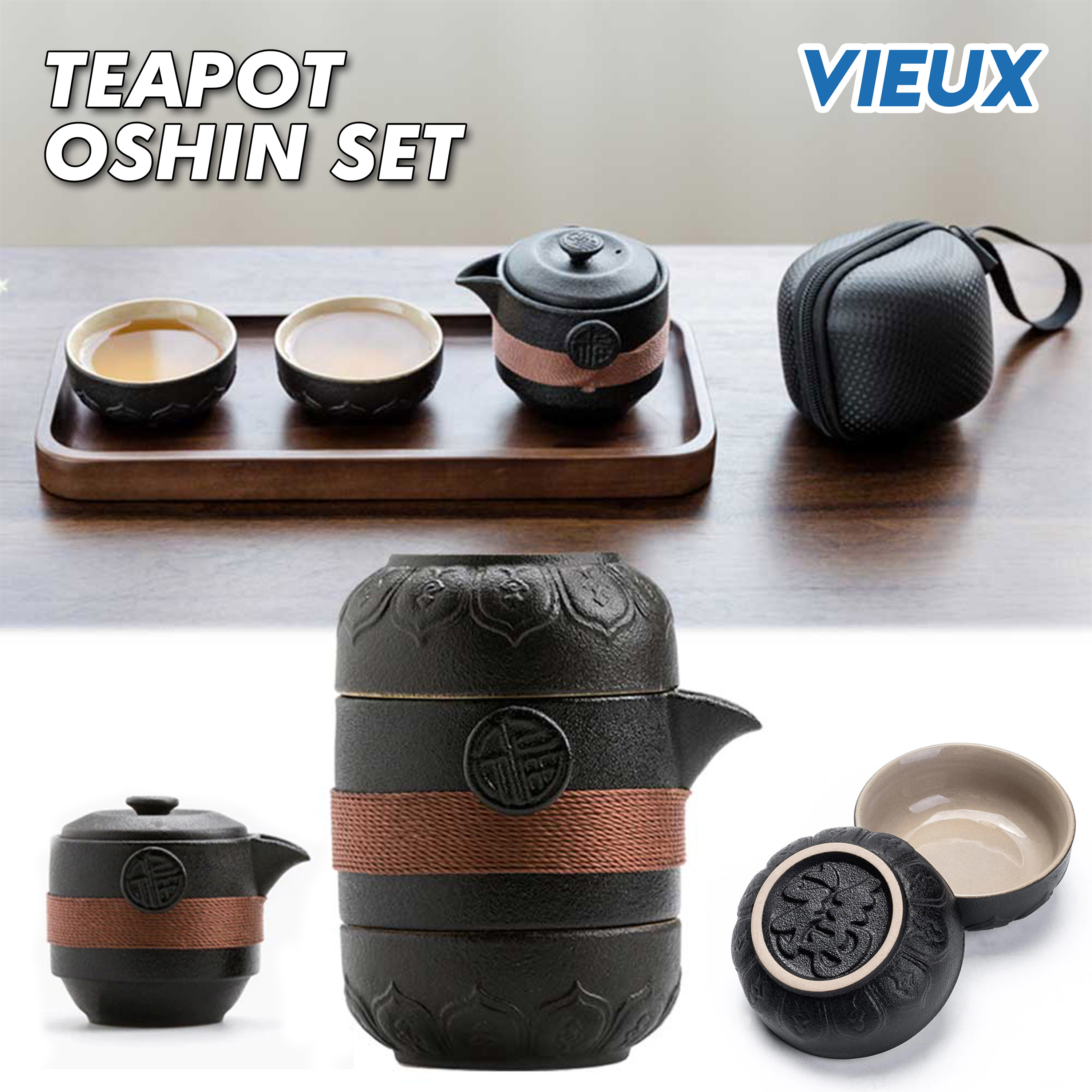 Japanese Teapot set Portable / Teko mini japanese teapot set oshin
