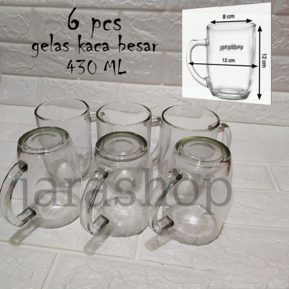 Gelas Kaca Besar Ml Pcs Mug Kaca Gelas Teh Gelas Gagang Polos Lazada Indonesia