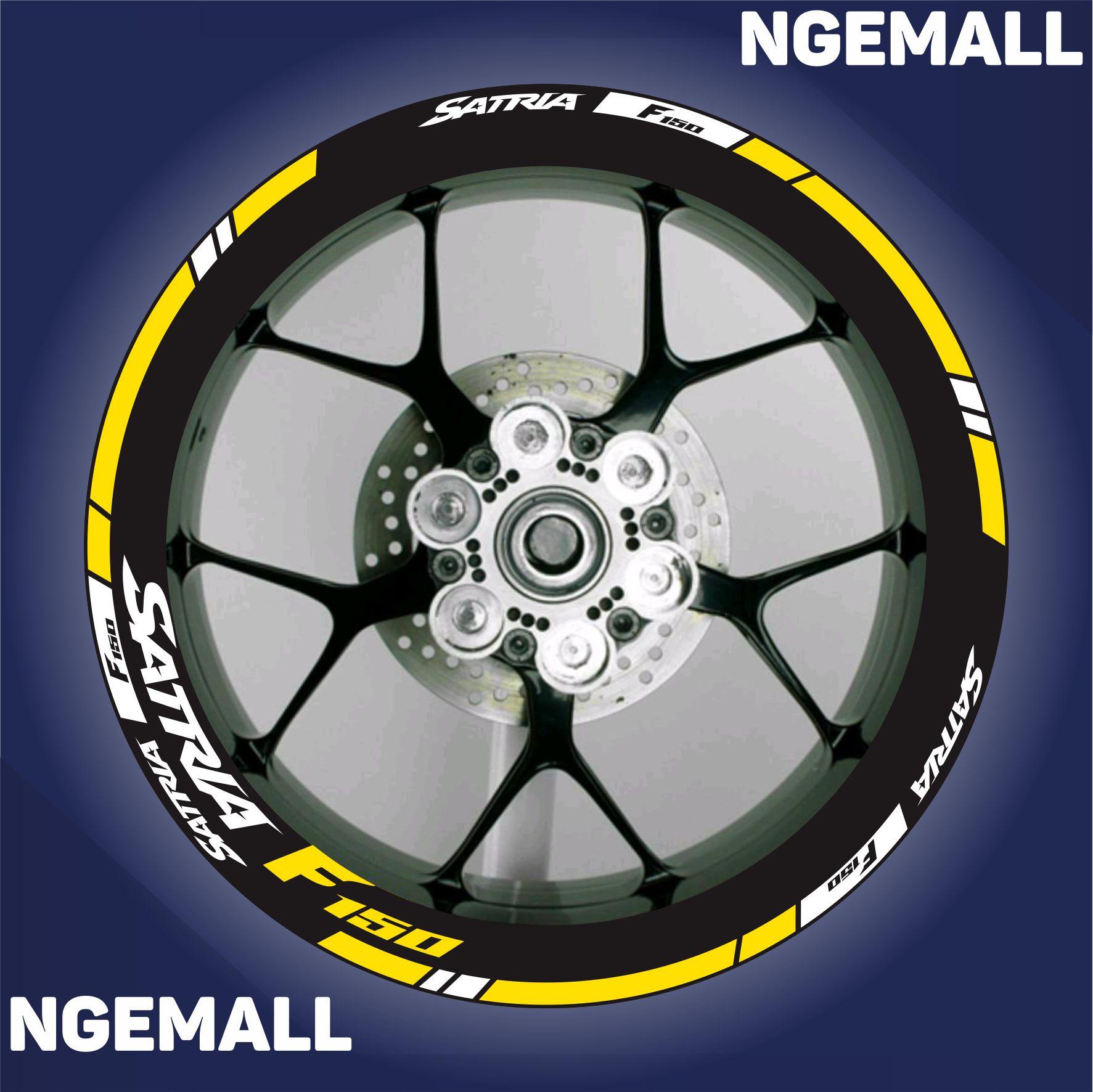 Ngemall - Aksesoris Motor Stiker Cutting 5 Velg Suzuki Satria - Kuning kombinasi Putih - Ngemall