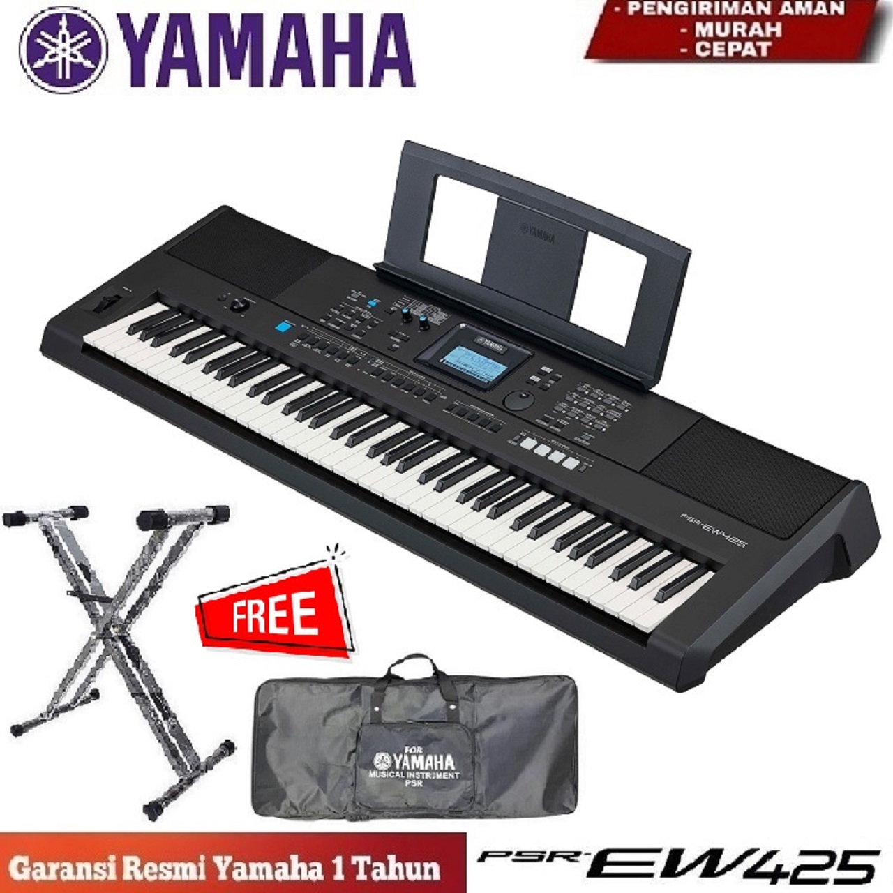 Keyboard Piano Yamaha PSR EW425 76 Keys Portable Keyboard Paket Tas