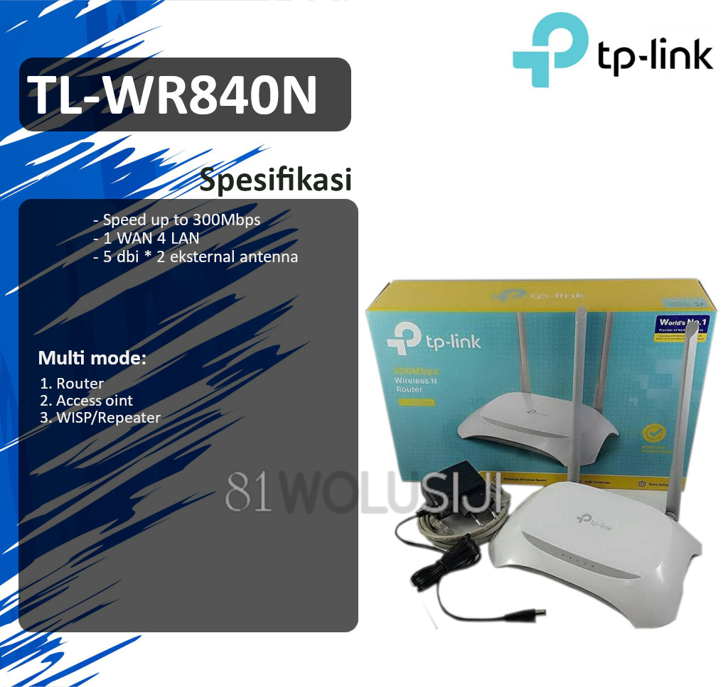TP-Link TL-WR840N 300Mbps Wireless N Router Kecepatan 300Mbps