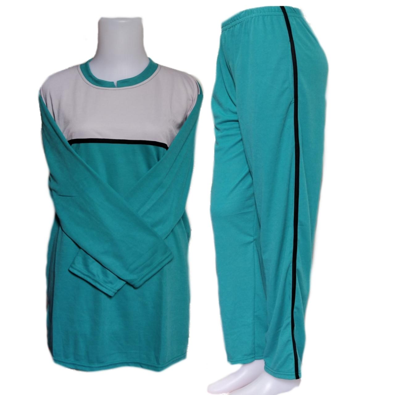 Setelan Baju Olahraga perempuan Model muslim Hijau Tosca Abu