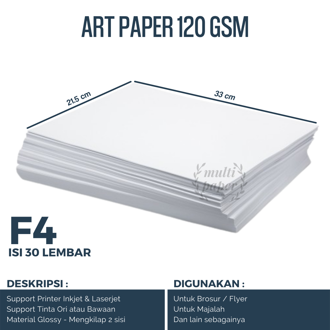 Kertas Art Paper F4 120 gsm / Art Paper F4 120 gr harga 30 lembar