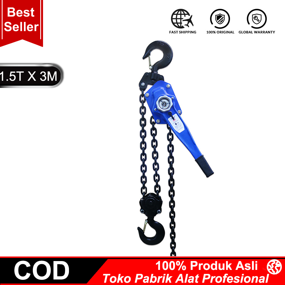 COOFARI Lever Block Lifting Hoist 0.75 ton x 3 meter , 1 ton x 6meter