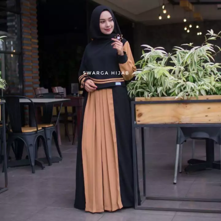 Gamis Terbaru Aizza Hitam By Swarga Hijab Lazada Indonesia