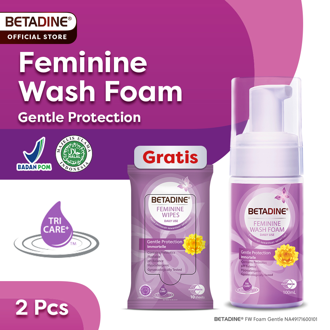 BETADINE FEMININE WASH FOAM GENTLE PROTECTION 100ml Free Betadine