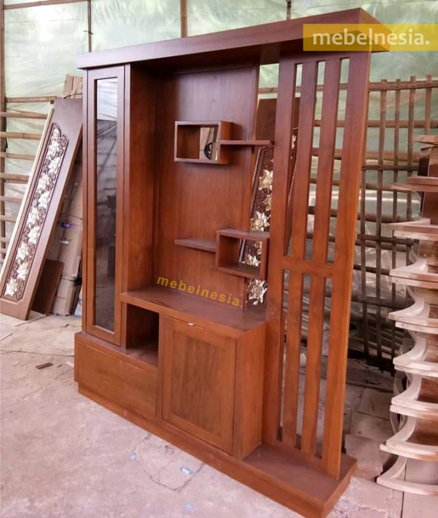 Penyekat Ruang Keluarga 2 Muka Partisi 2 Sisi Minimalis Kayu Jati Solid P180cm Lazada Indonesia