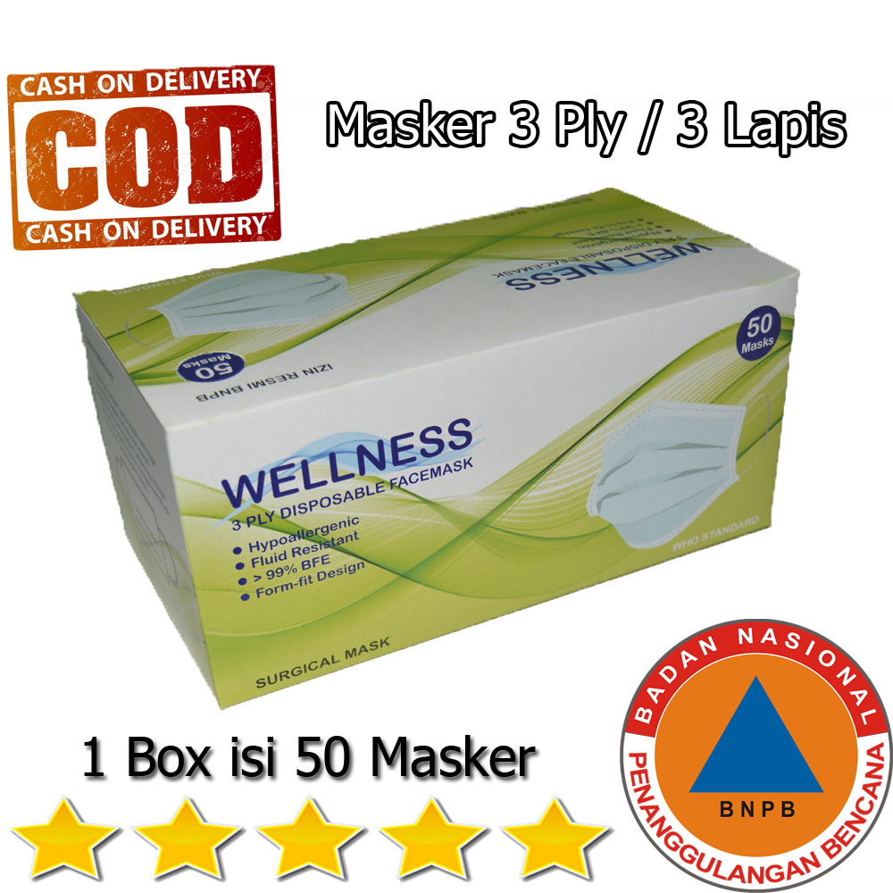 Masker 3ply Merk Wellness Isi 50 Pcs Earloop Masker Kesehatan Masker Mulut Masker Wajah Bukan Masker Sensi Masker Non Medis Bukan Masker Hijab Non Surgical Mask Bukan Masker Bedah Masker Sekali Pakai
