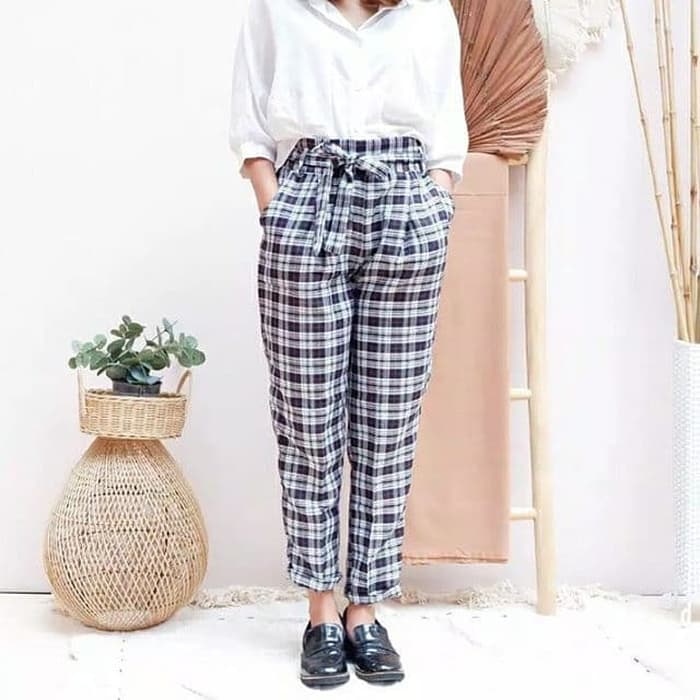 Celana Stik Balik Kotak Kotak Trendy Terbaru Fashion Wanita Terkini Nyaman Dan Cantik Lazada Indonesia