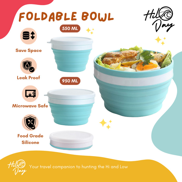 HILODAY Mangkuk Lipat Travel Camping Silicone Tahan Panas Foldable