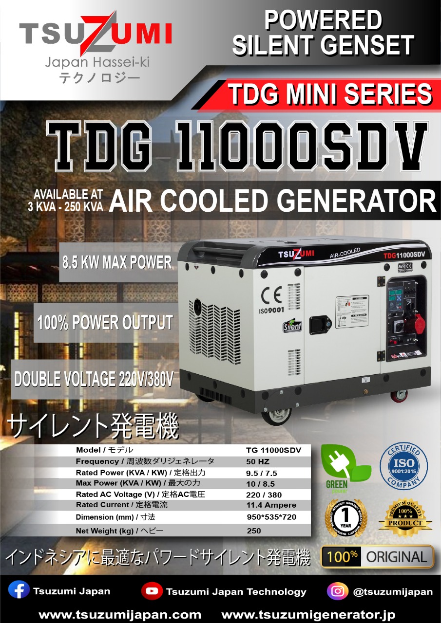 Sdv Panel Genset Silent 10 kva 3 phase. Panel Digital Tsuzumi TDG 11000 SDV ...