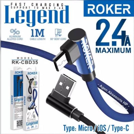 KABEL DATA CHARGER ROKER LEGEND MICRO USB RK-CBD35 2.4A 1 METER / KABEL CASAN / KABEL GAME