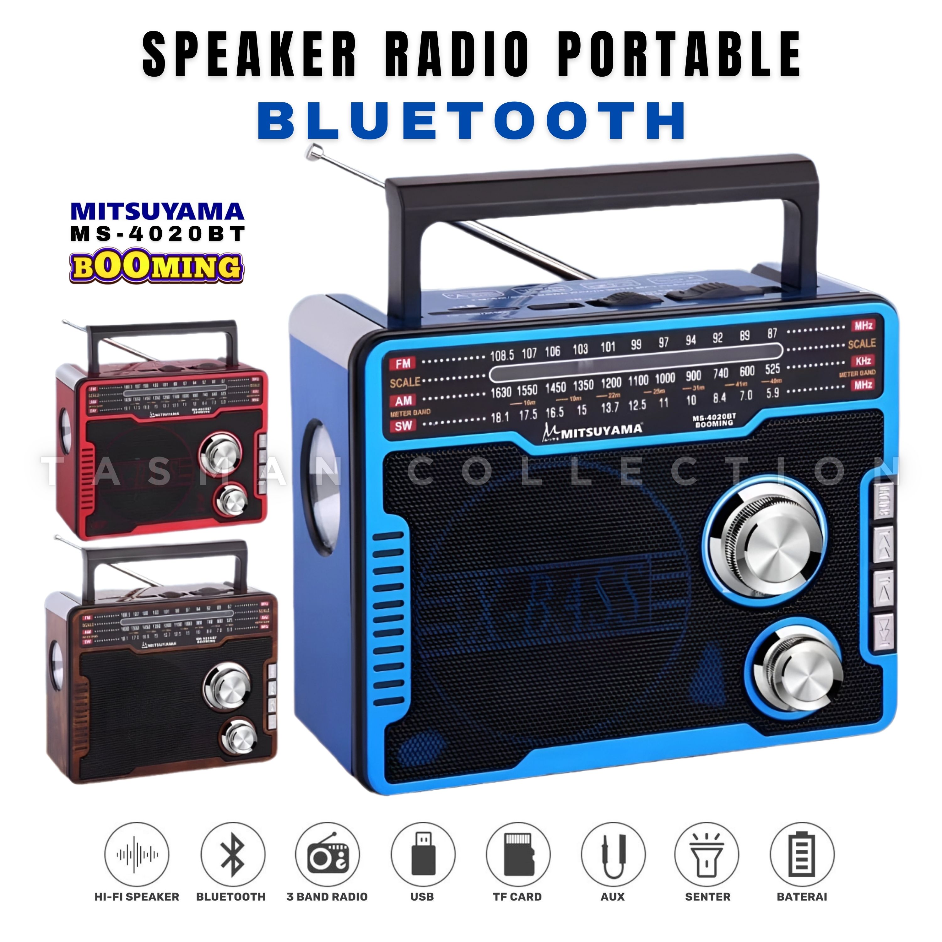 RADIO AC/DC PORTABLE 3 BAND FM - WM -SW MITSUYAMA MS-4020BT BOOMING ...