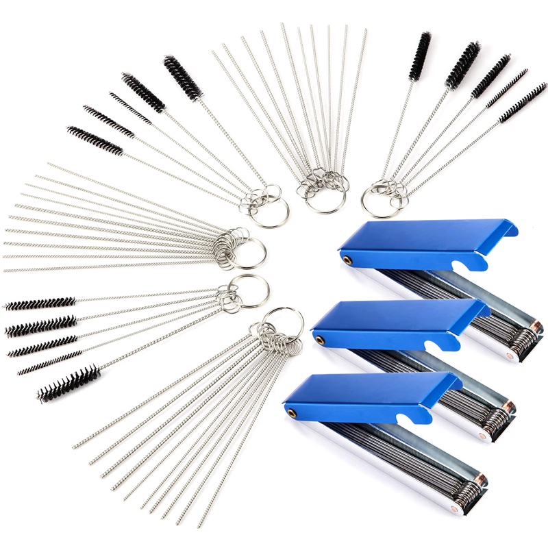 3 Sets Carburetor Carbon Jet Cleaner Wire Torch Tip Cleaner Tool Needles Brushes Cleaning Tool