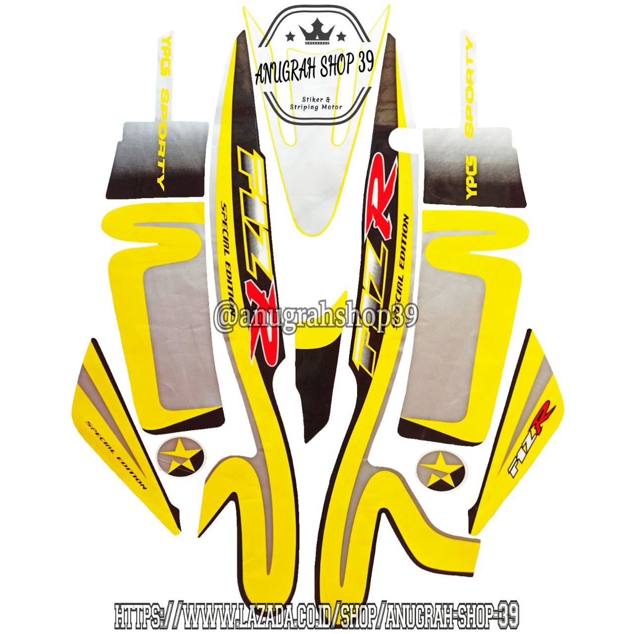 STRIPING YAMAHA FIZR CALTEX KUNING, LIS STIKER F1Z R CALTEX , POLET ...