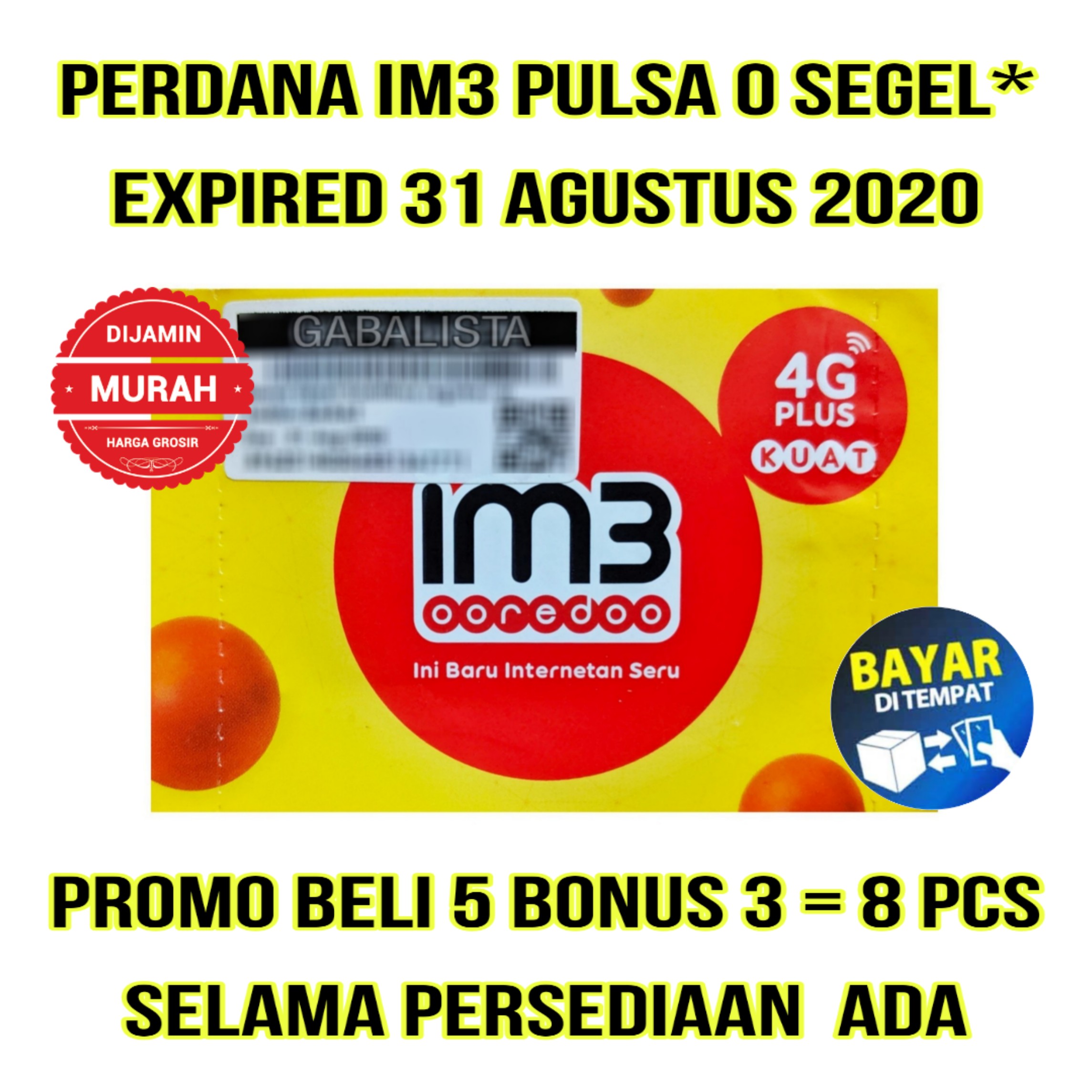 Kartu Perdana Indosat Im3 Ooredoo Pulsa 0 (BUKAN Telkomsel Simpati As Loop XL Axis Tri Smartfren)
