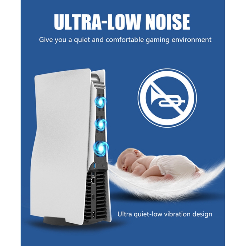Cooling Fan for Ps5 Console Temperature Exhauster USB External Cooler Fan for PS5 Digital Edition / Ultra HD Console