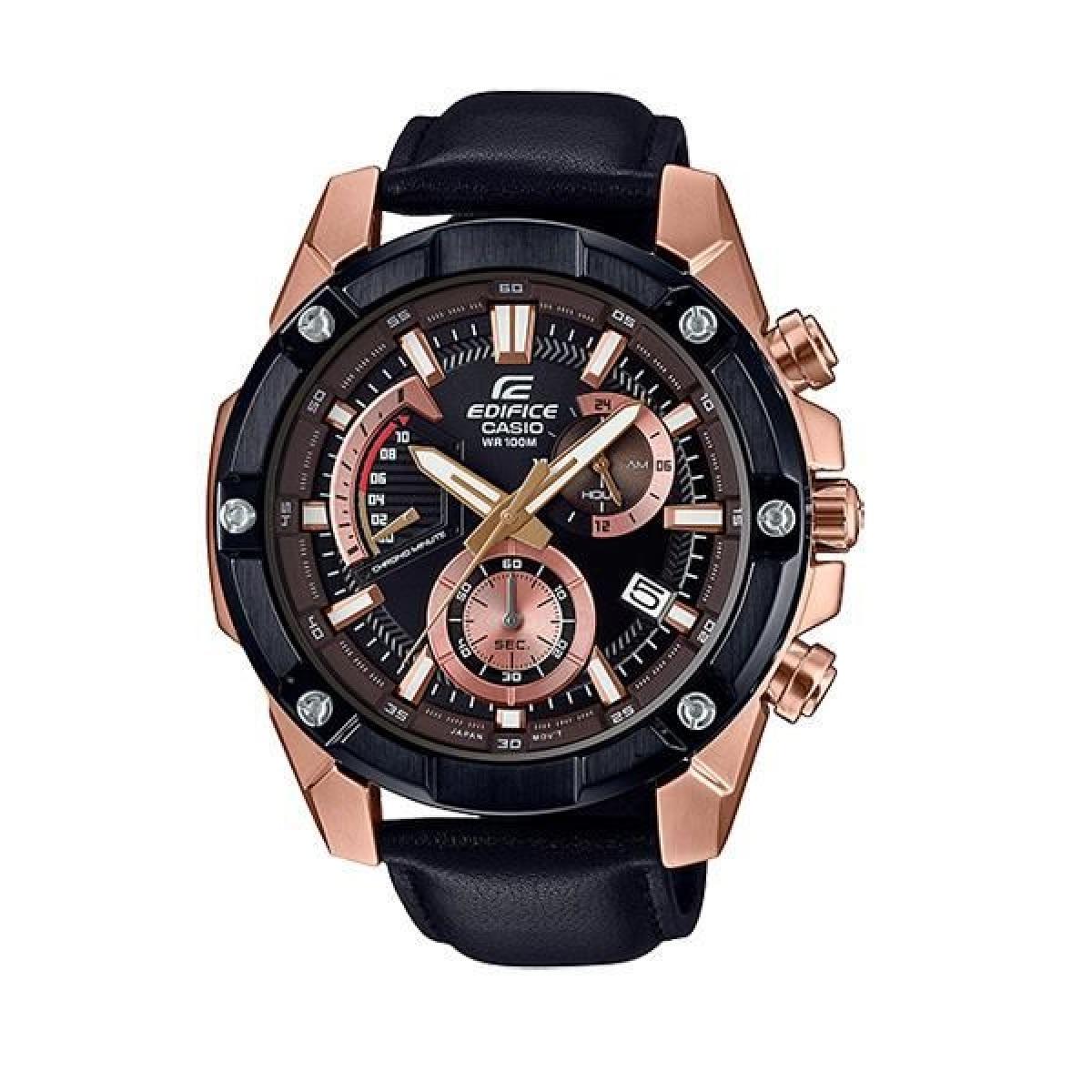 Casio Edifice EFR-559GL-1AVUEF Chronograph Men Leather Strap - Black