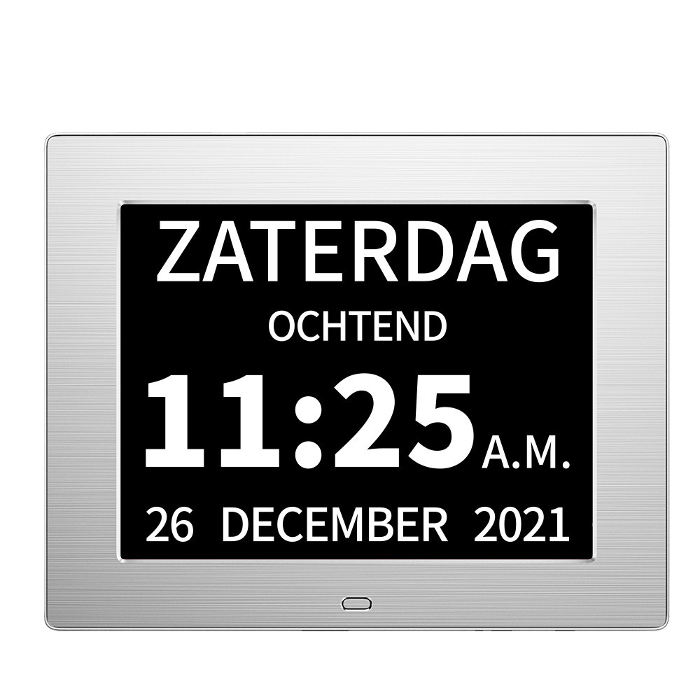 8 Mesin Jam Elektronik Inci Brushed, Bingkai Foto Digital Jam Alarm Pengingat Orang Tua Kalender