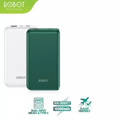 PowerBank ROBOT 10000mah RT180 Dual Input Port Type C & Micro USB Original - Garansi Resmi 1 Tahun