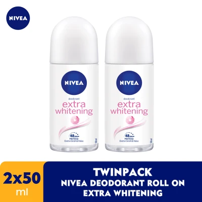 [2 pcs] NIVEA Deodorant Extra Whitening Roll On Twin Pack - 2 x 50ml