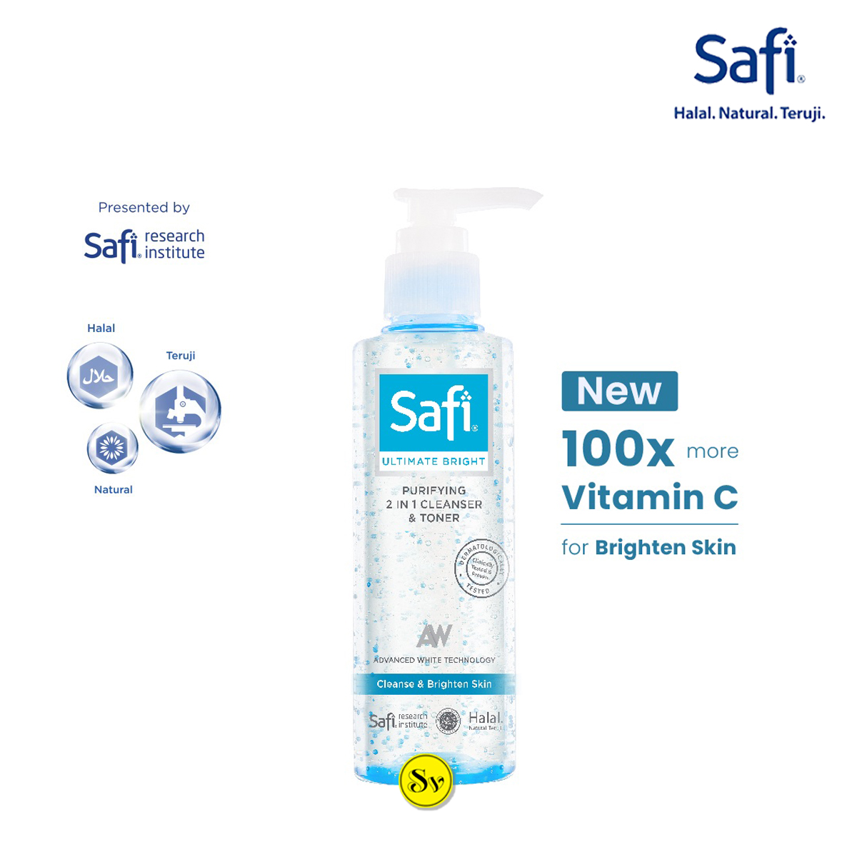 Safi Ultimate Bright 2 in 1 Cleanser & Toner 150ml Pembersih Wajah Safi