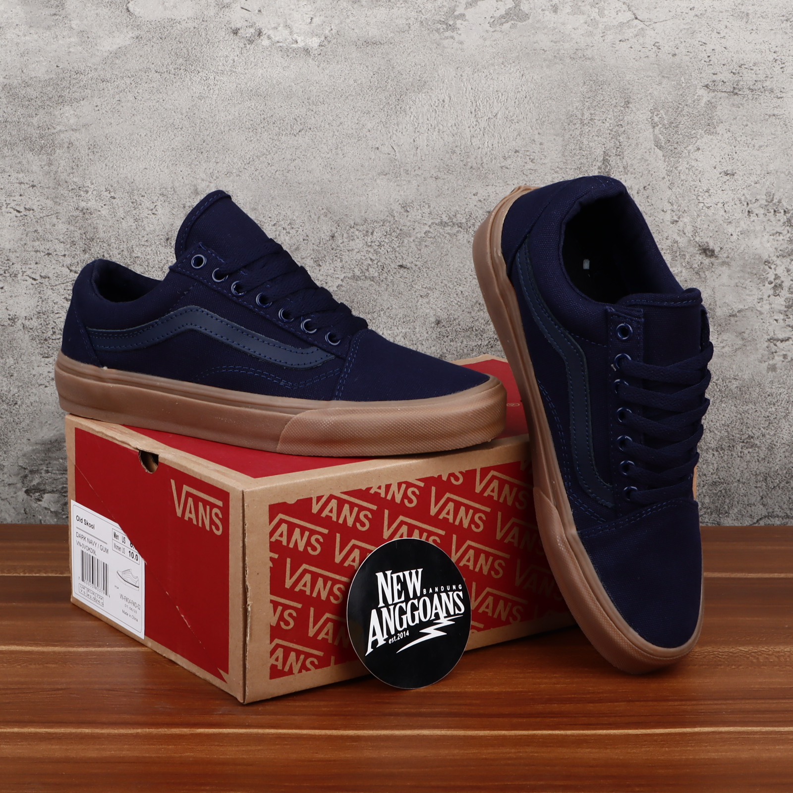 Sepatu Vans_Oldskool Dark Navy Blue Biru Dongker Sole Gum DT BNIB