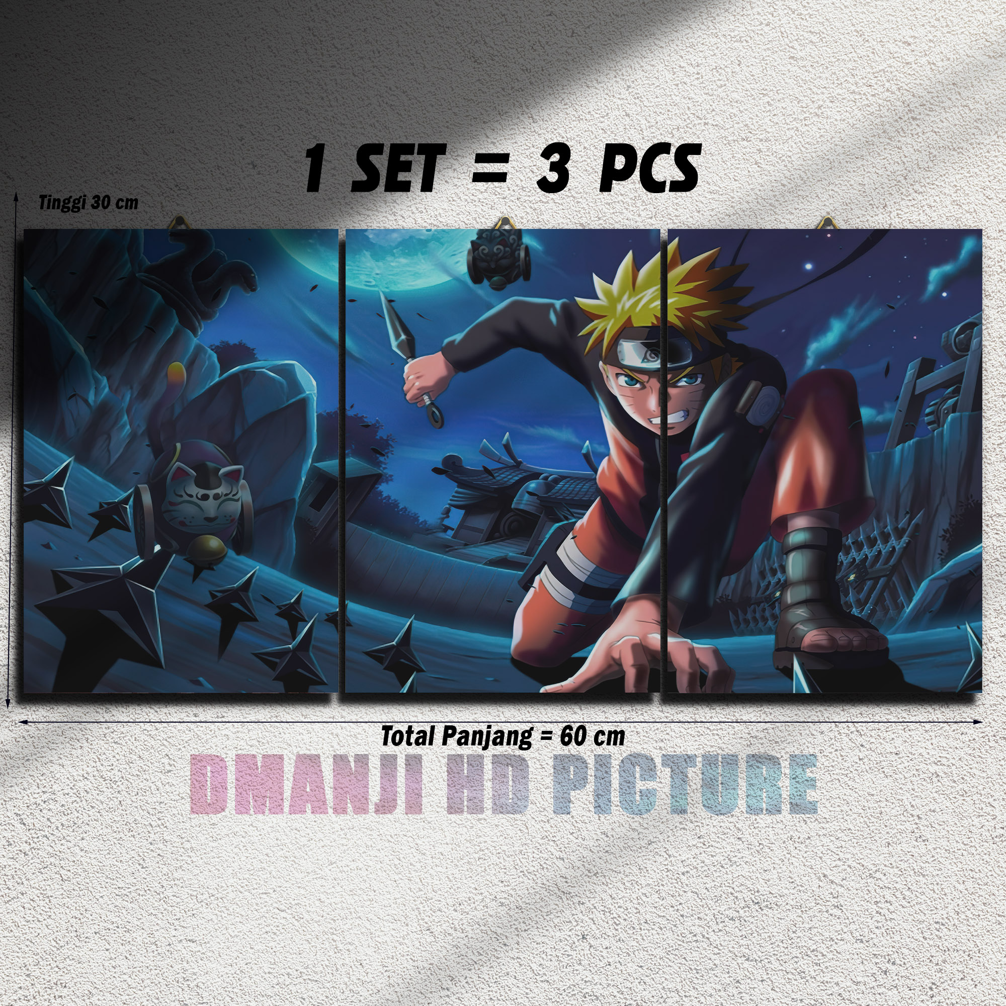 POSTER KAYU MULTIPANEL NARUTO HIASAN DINDING ANIME NARUTO 60X30