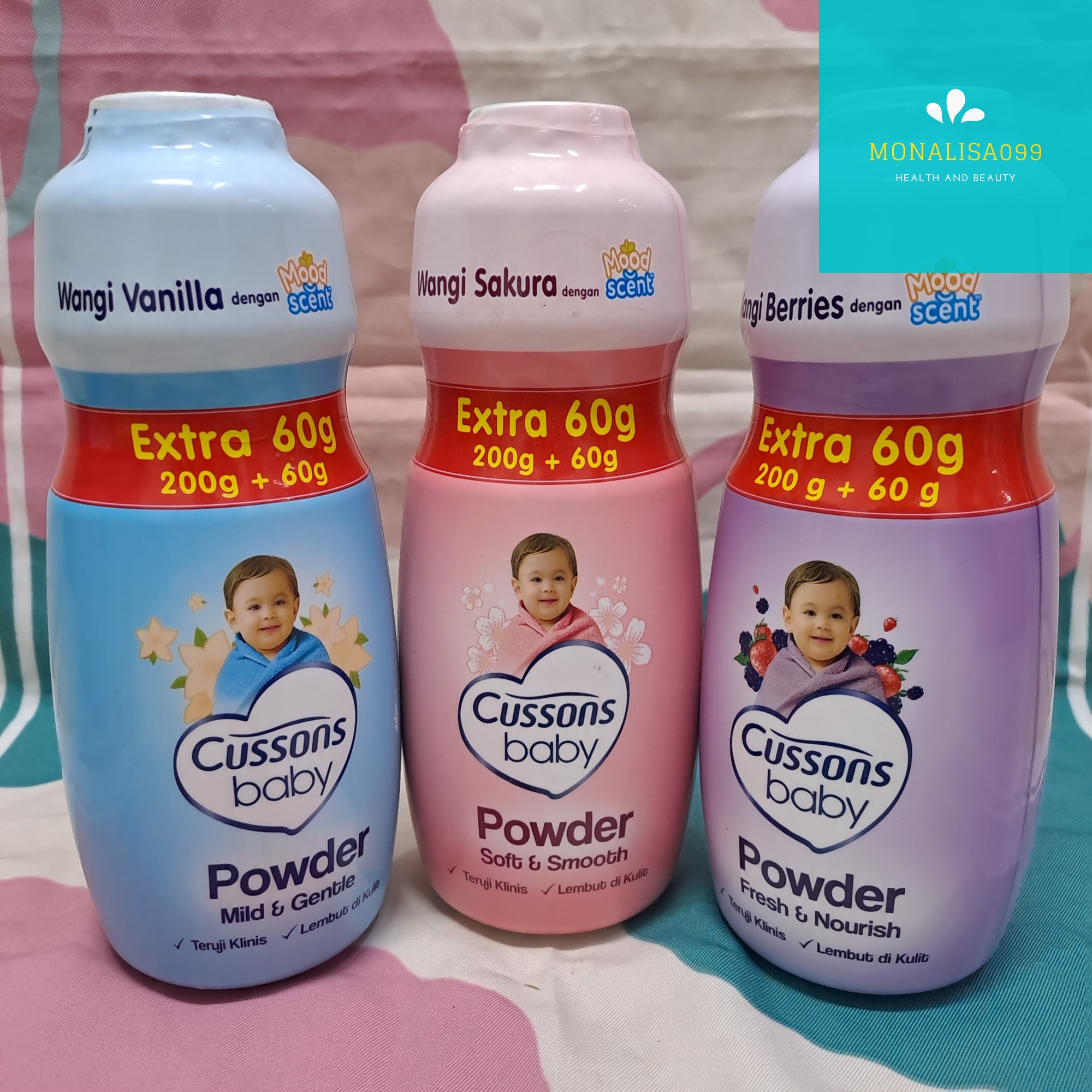 Cussons Baby Powder 200gr Extra 60gr Bedak Bayi Ukuran 200gr+