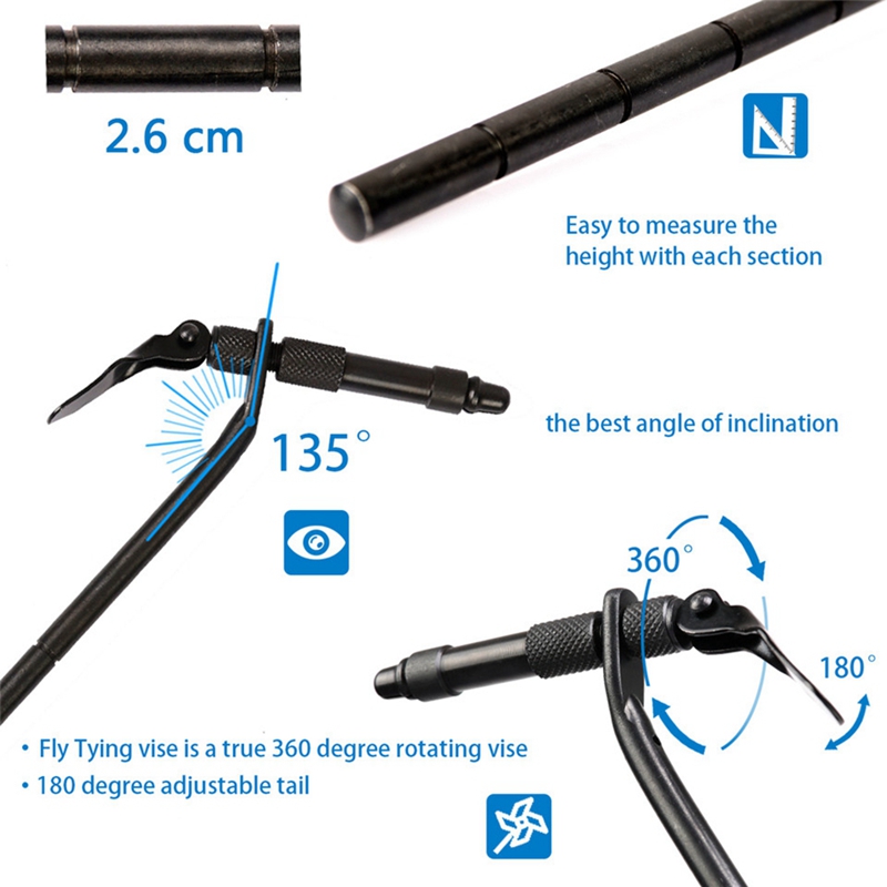 1Pcs Matte Black Iron Rotary CClamp Fly Tying Vise Fly Tying Fishing