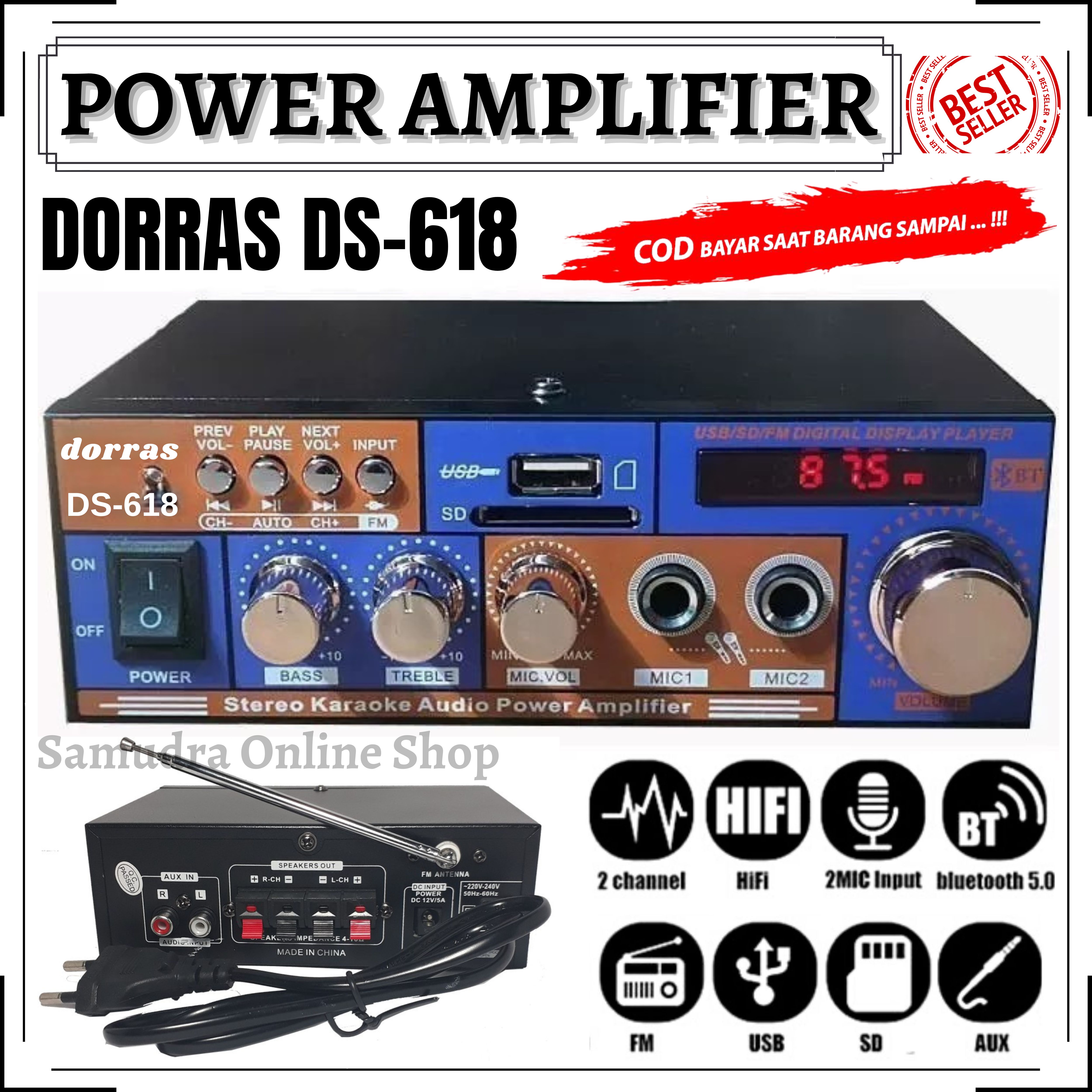 Power Amplifier Dorras DS618 Amplifier Bluetooth Subwoofer Stereo