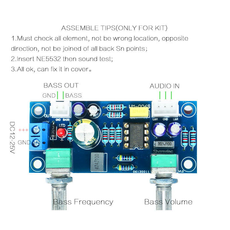 Low Pass Filter Bass Subwoofer Pre-AMP Amplifier Board Dual Power ...