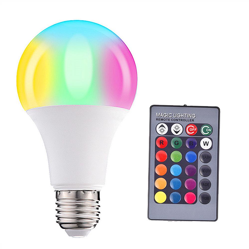 Joymo คุ้มค่า 110 โวลต์ 220 โวลต์ E27 RGB หลอดไฟ LED 5 วัตต์ 10 วัตต์ 15 วัตต์ RGB ตัวแปรหลอดไฟที่มีสีสัน RGB หลอดไฟ LED ที่มีการควบคุมระยะไกล IR
