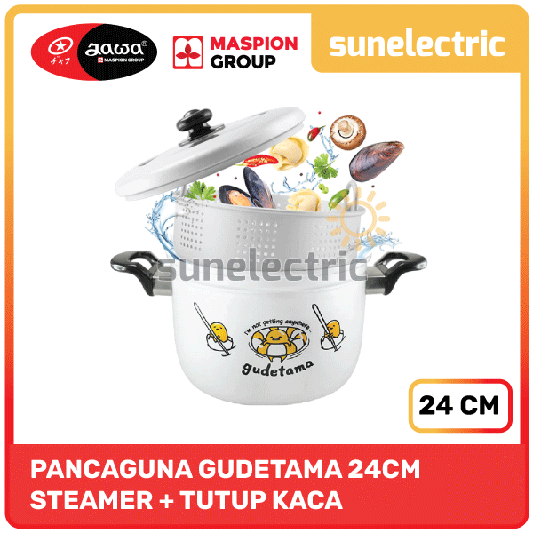 Maspion Alu Pancaguna Gudetama Panca Guna Panci Kukus Dandang Steamer Tutup Kaca Sarangan