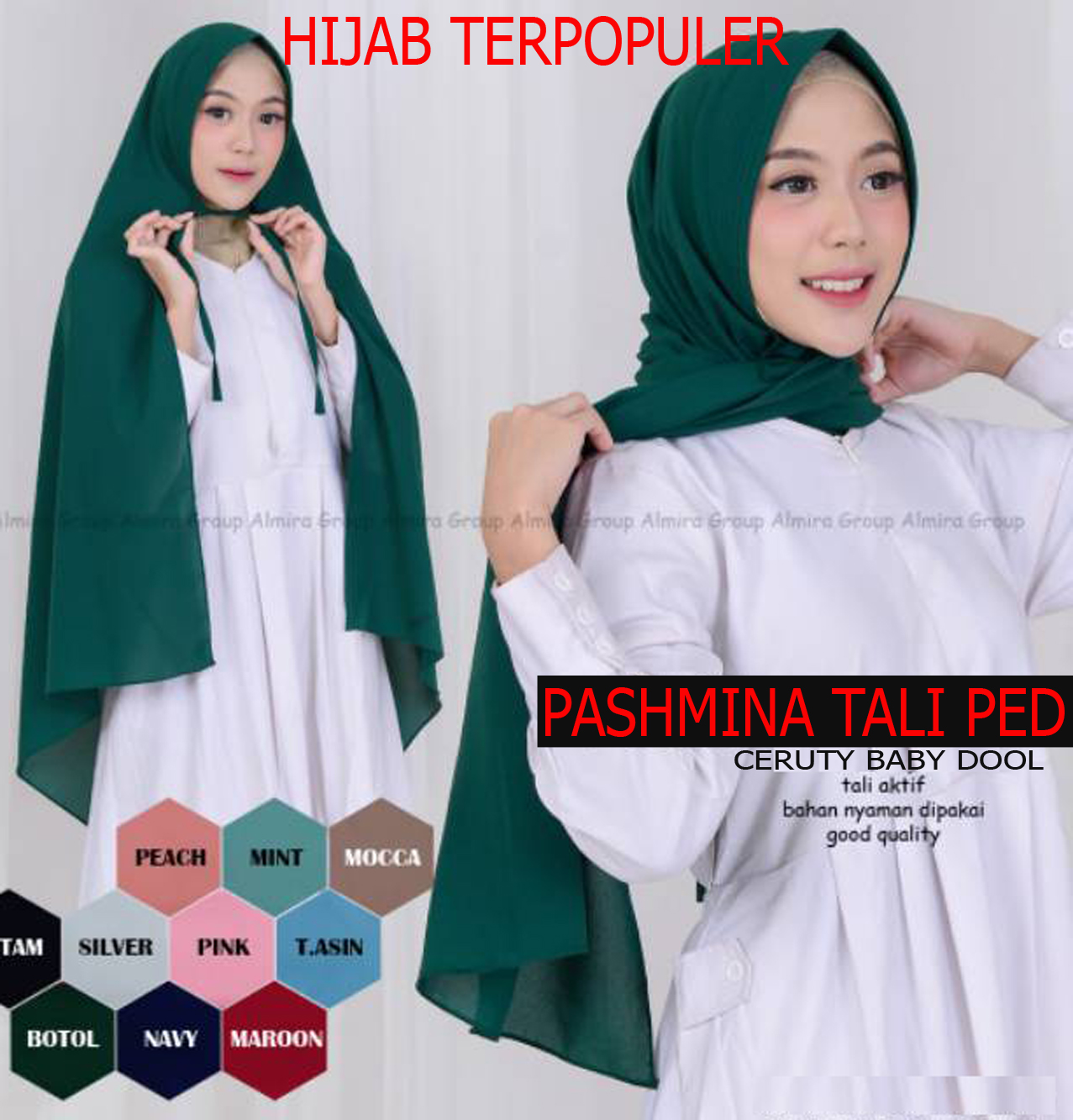SALEE..PASHMINA TALI PET. TERBARU/PASMINA TALI PET CERUTY/JILBAB PASHMINA