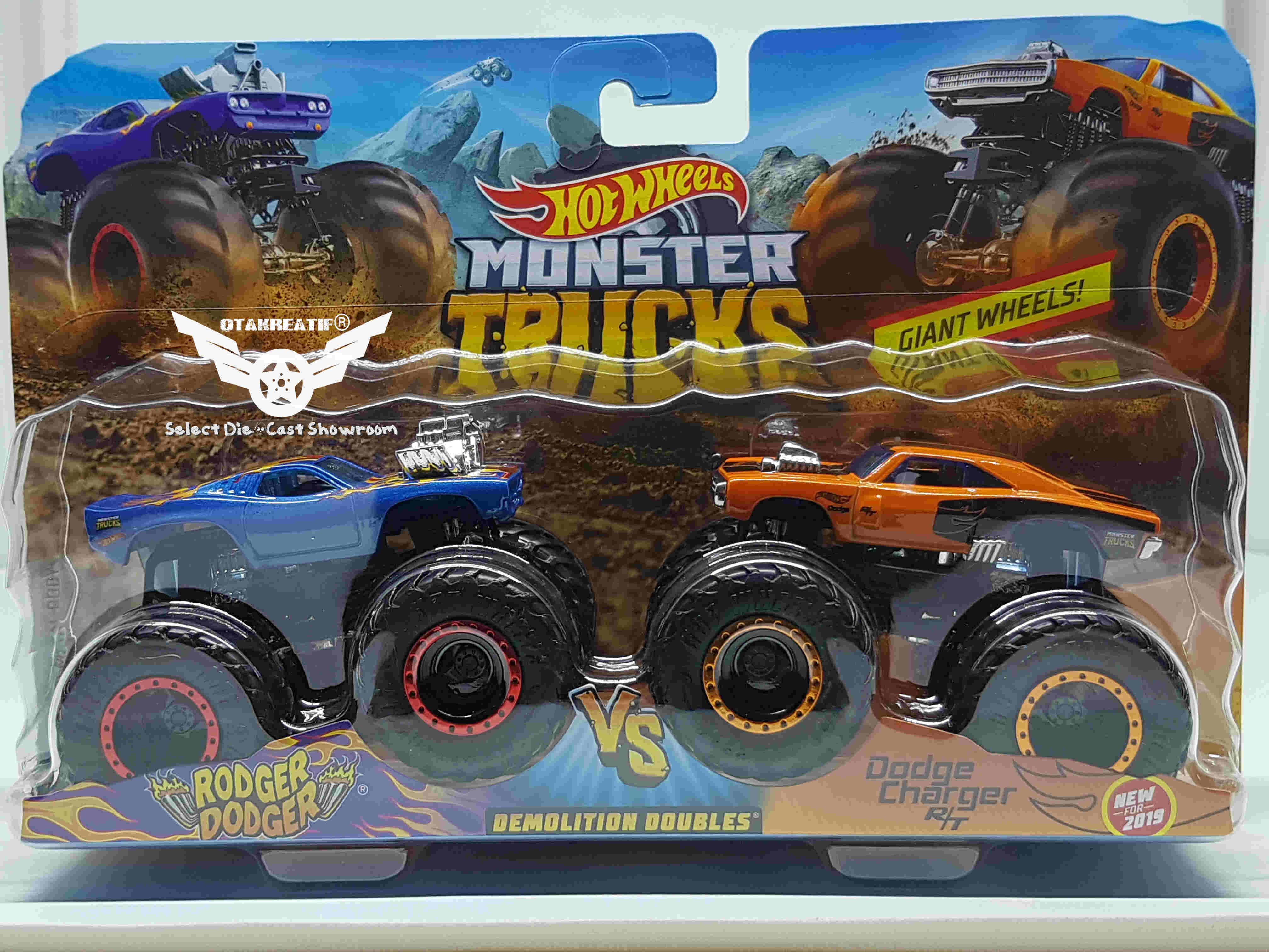 Hot Wheels Monster Trucks Rodger Dodger Vs Dodge Charger Rt Lazada Indonesia 1282