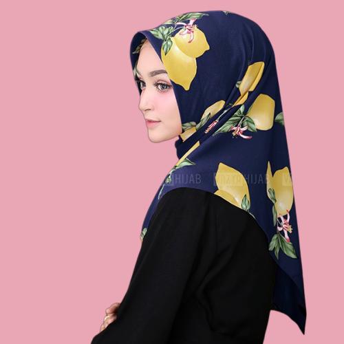 SEGITIGA INSTAN MOTIF - Jual Hijab (Jilbab) Modern Terbaik / Hijab Instan Triangle/Segitiga Instant Fruit Edition : LEMON