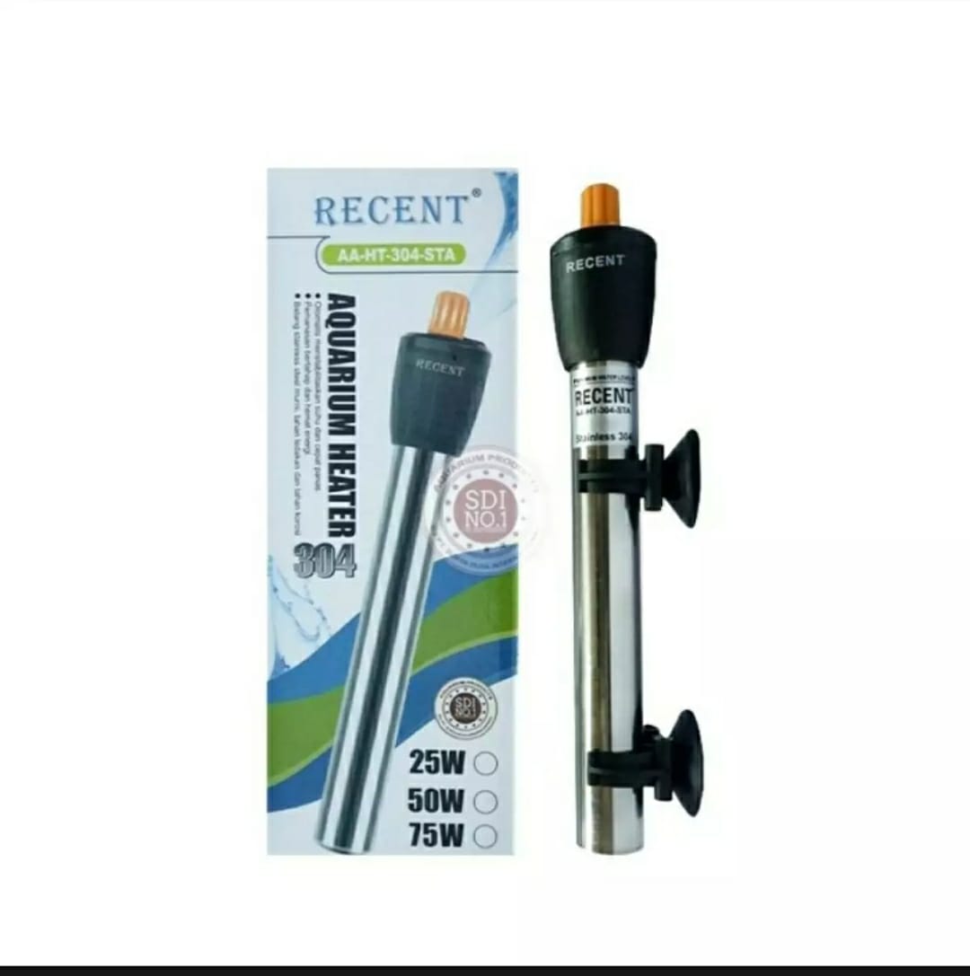 Heater stainless 50 watt pemanas aquarium suhu air penghangat air MERK