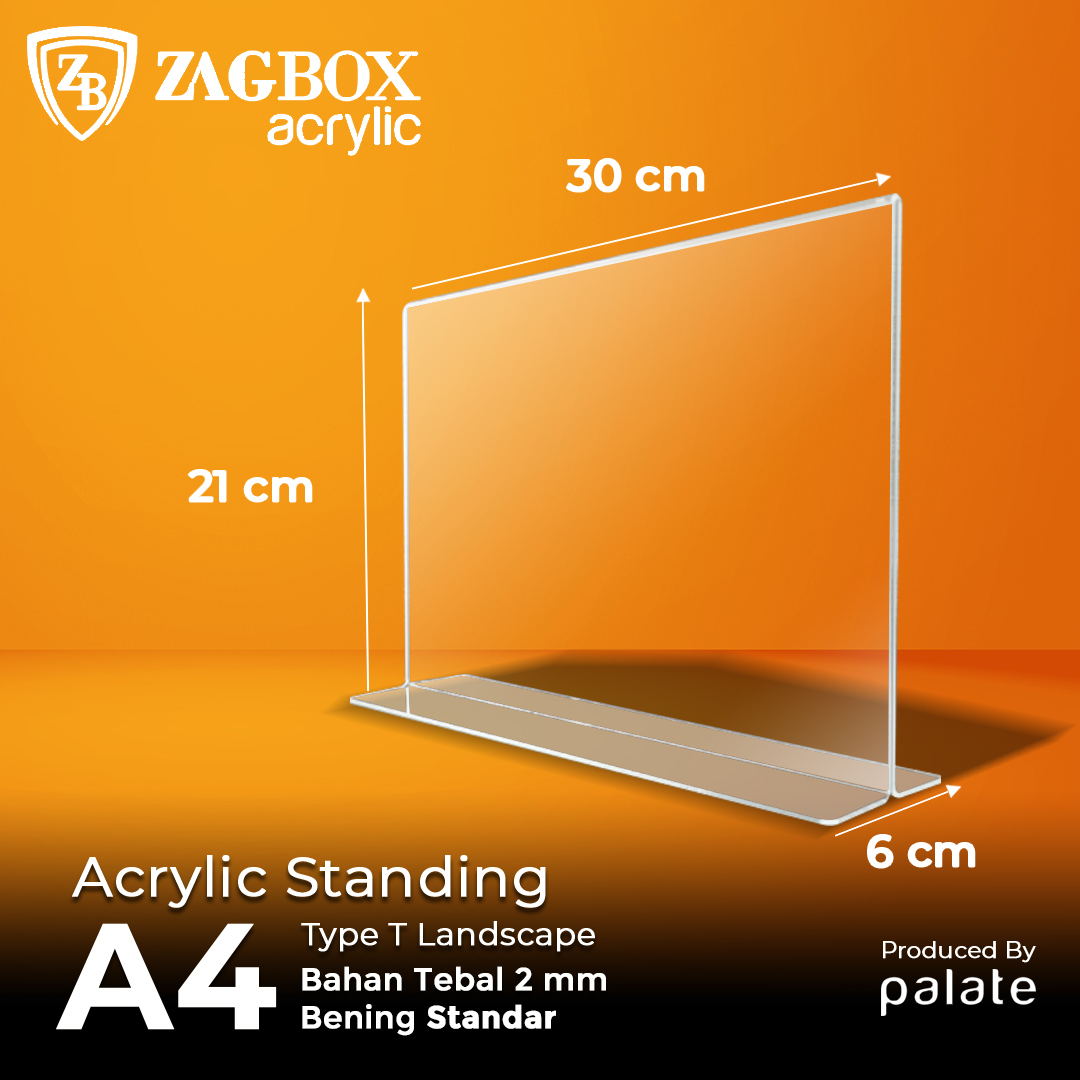 Akrilik Brosur A4 T / Akrilik Tent Holder A4 T LANDSCAPE / Acrylic QR