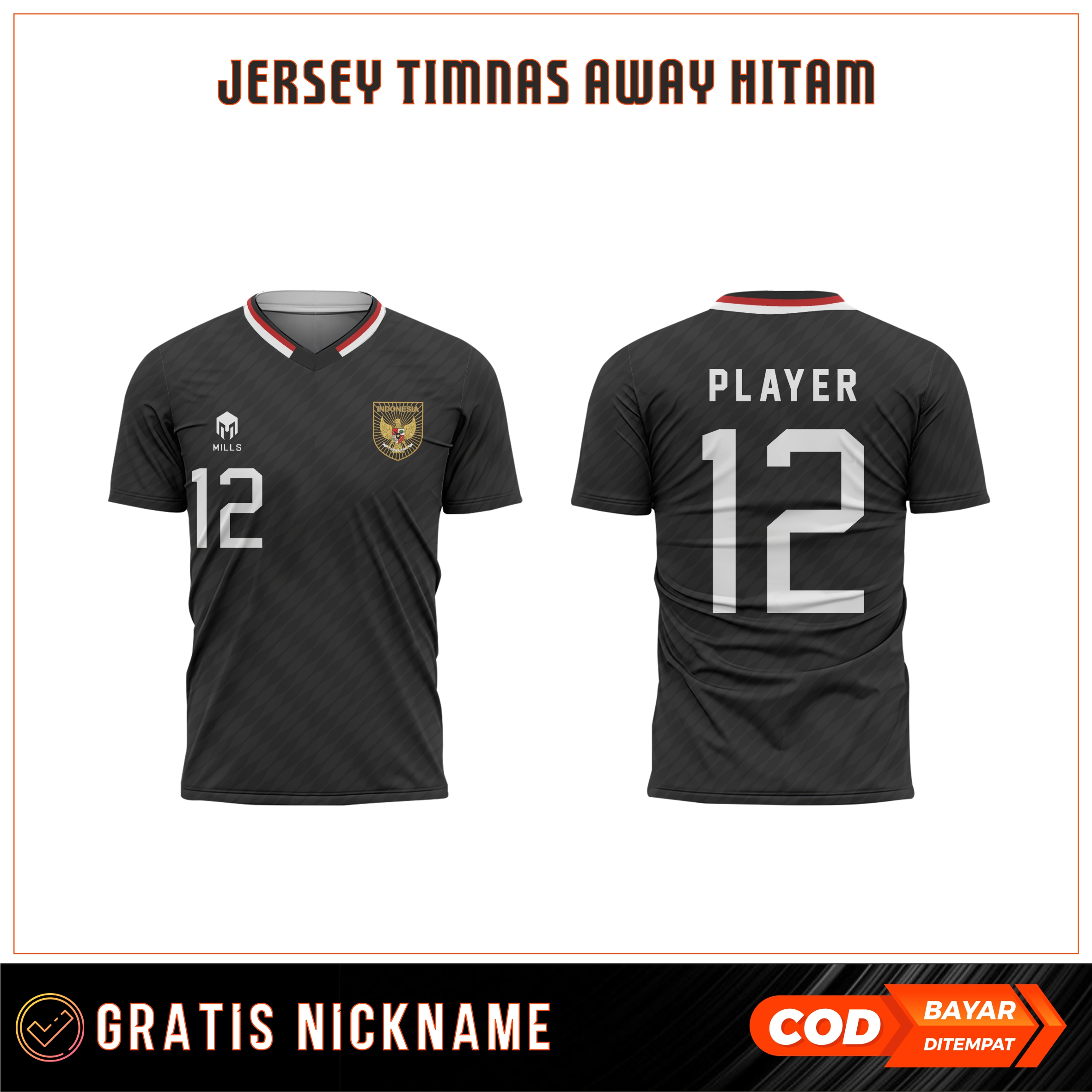 Jersey Timnas Hitam Premium 2022 Terbaru Gratis Pasang nama dan nomor